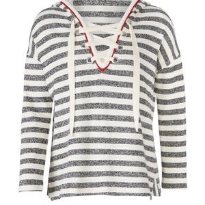 Striped Lace-Up Hoodie